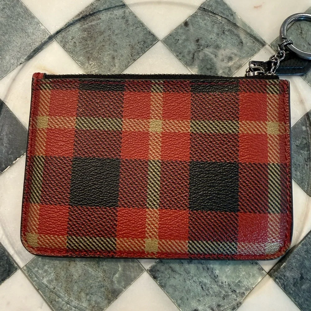 Coach Mini Skinny Id Case With Tartan Plaid Print.NWOT